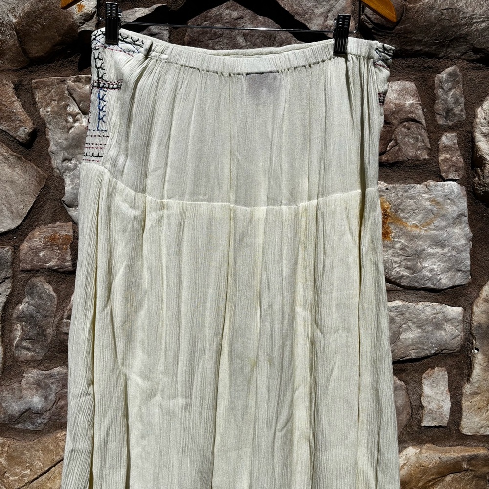 Vintage Scully Embroidered Maxi Skirt Gauzy Size Large Boho Layered 90s - Picture 6 of 9